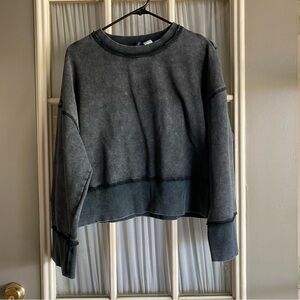 H&M black acid wash wide cuff Crewneck sweater